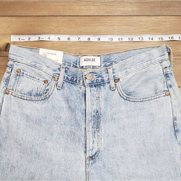 Agolde Riley High Rise Distressed Crop Jeans In Shatter Size 29 NWT - Picture 11 of 15